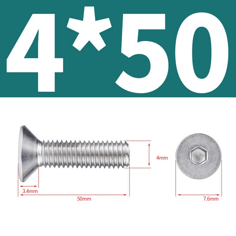 Allen Countersunk Head Screws V4A Steel Hexagon Socket Flat Head Machine Screw