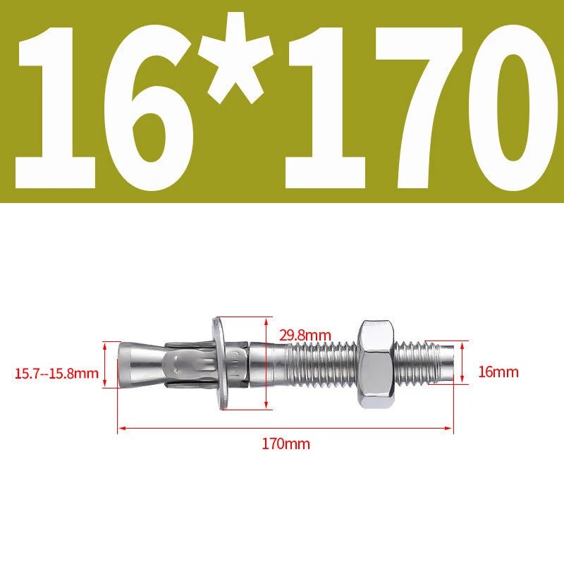 Stainless Steel Through Bolts – Wall Expansion Anchor Bolts M6 M8 M10 M12 M16 - HomeDIYer