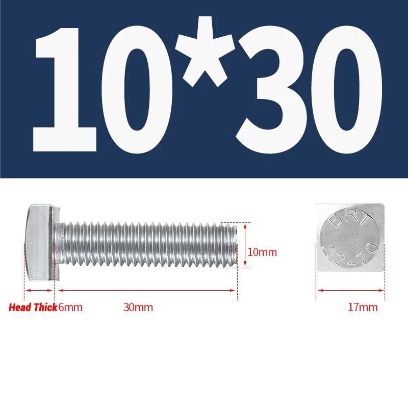 Square Head Bolts M4 M5 M6 M8 M10 M12 — A2 304 Stainless Steel, Multiple Lengths - HomeDIYer