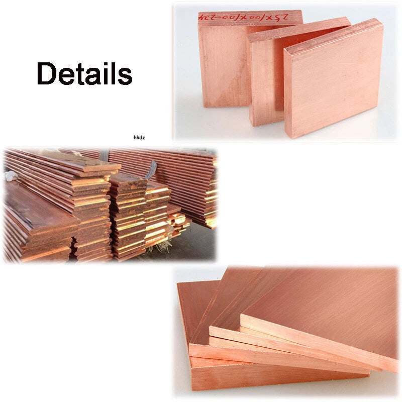 T2 Pure Copper Plate Sheet Thick 1mm-6mm Cu Metal Block Laser Cut 100/200/300mm