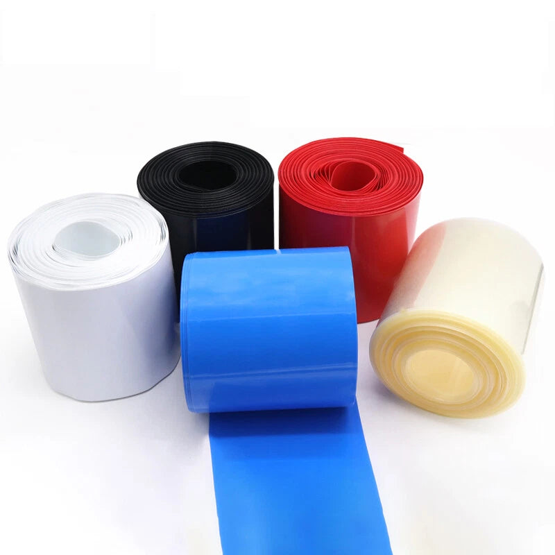 18650 Battery PVC Heat Shrink Tubing Wrap — 50mm to 75mm, Multiple Colors