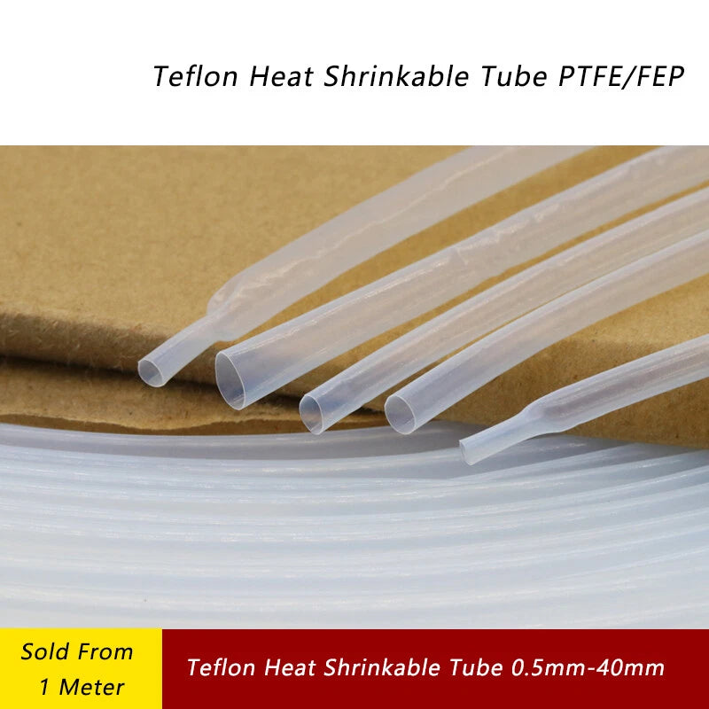 PTFE Heat Shrink Tubing – Transparent Electrical Sleeving, 0.5mm to 40mm, 1.7:1 & 4:1 Shrink Ratio
