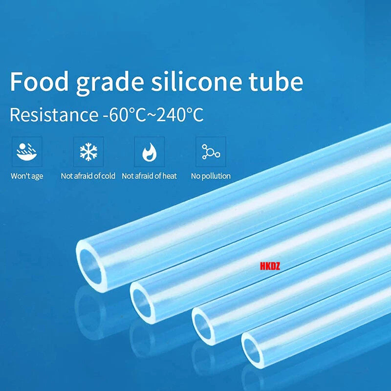 Clear Food Grade Silicone Tubing — Flexible Vacuum & Beer Hose, Multiple Sizes