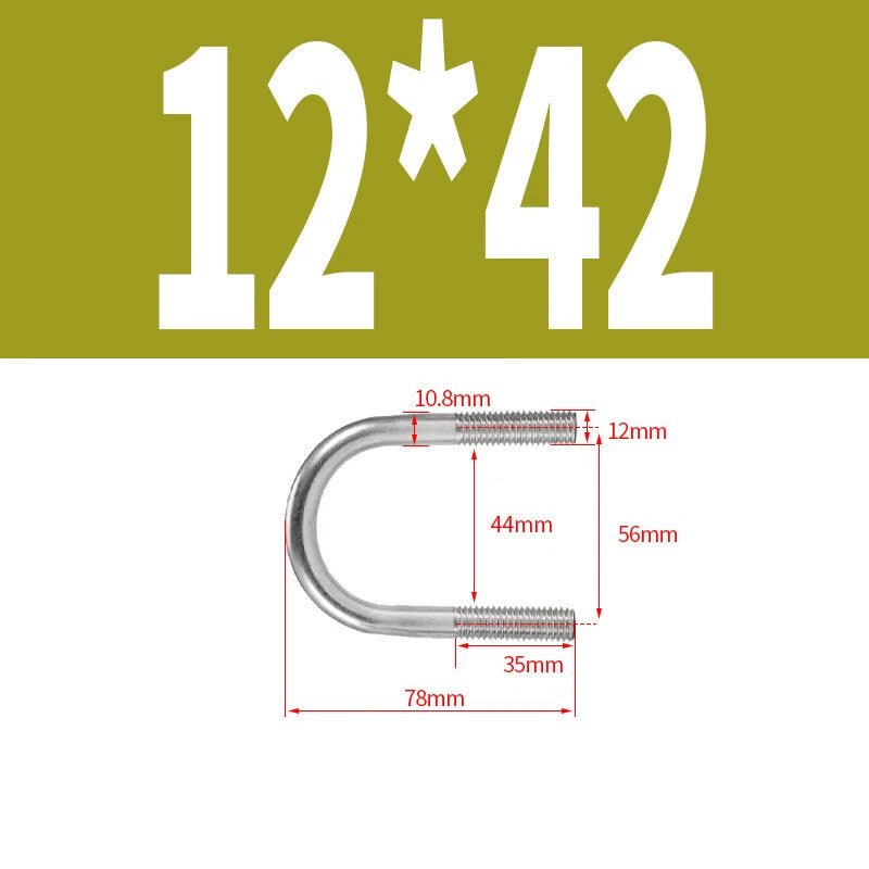 M12 Round Bend U - Bolt – A2 Stainless Steel, 42mm to 328mm - HomeDIYer