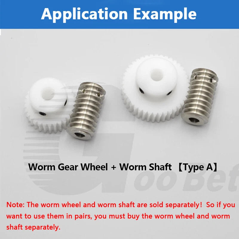 Worm Gear Wheel Module 0.8 POM Plastic 20 - 60 Tooth Worm Shaft Stainless Steel
