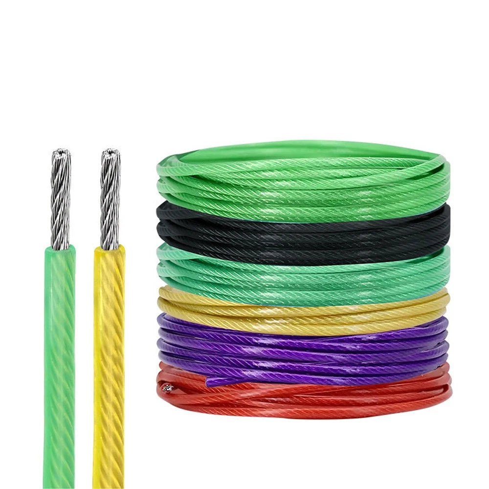 Stainless Steel Wire Rope Metal Cable Rigging 7x7 Pvc Plastic Coated 2,3,4,5,6mm
