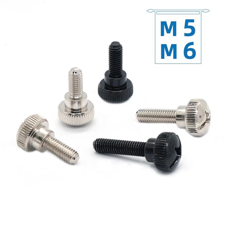 M5 M6 Knurled Thumb Screws Step Head | Hand Grip Knob Bolts | Nickel & Black Zinc Plated - HomeDIYer