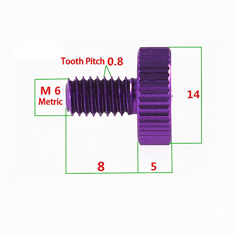 Aluminium Knurled Thumb Screw M6 x 8mm Flat Thumb Screws Computer DIY Screws