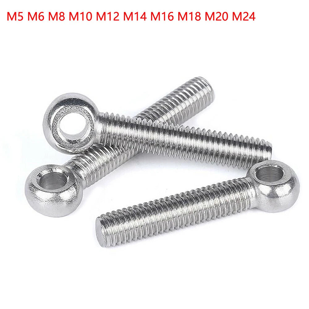 A2 Stainless Steel Eye Bolts M5–M24 | Threaded Ring Screws for Catenary Wire & Hanging