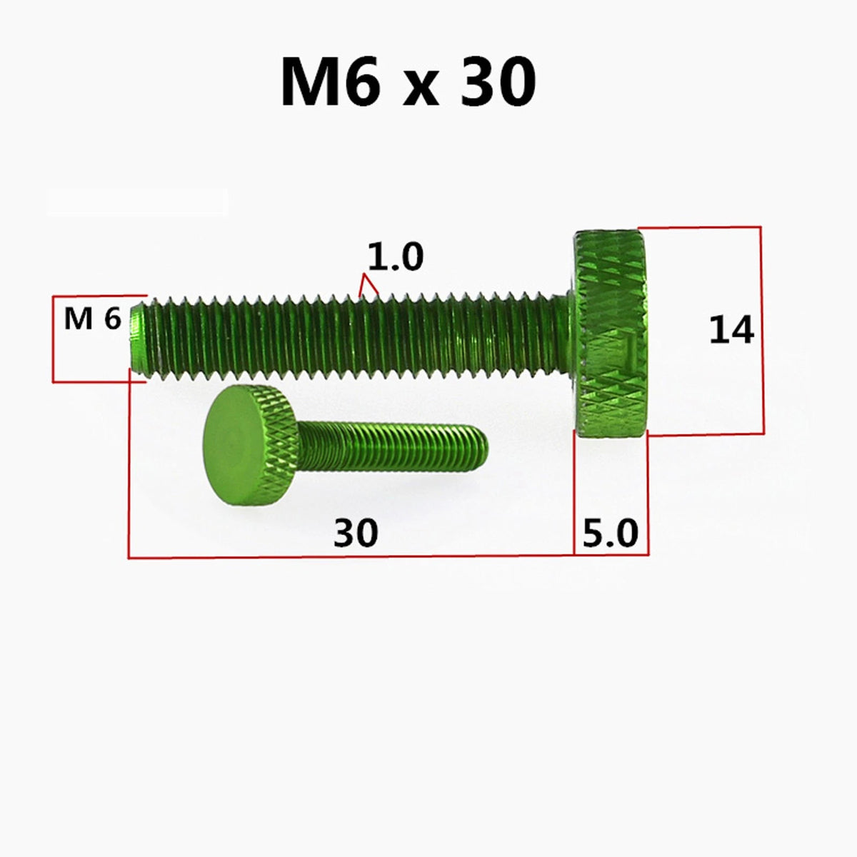 M6x30mm Knurled Thumb Screws Aluminum Alloy DIY Hand Tighten Grip Knob Bolts