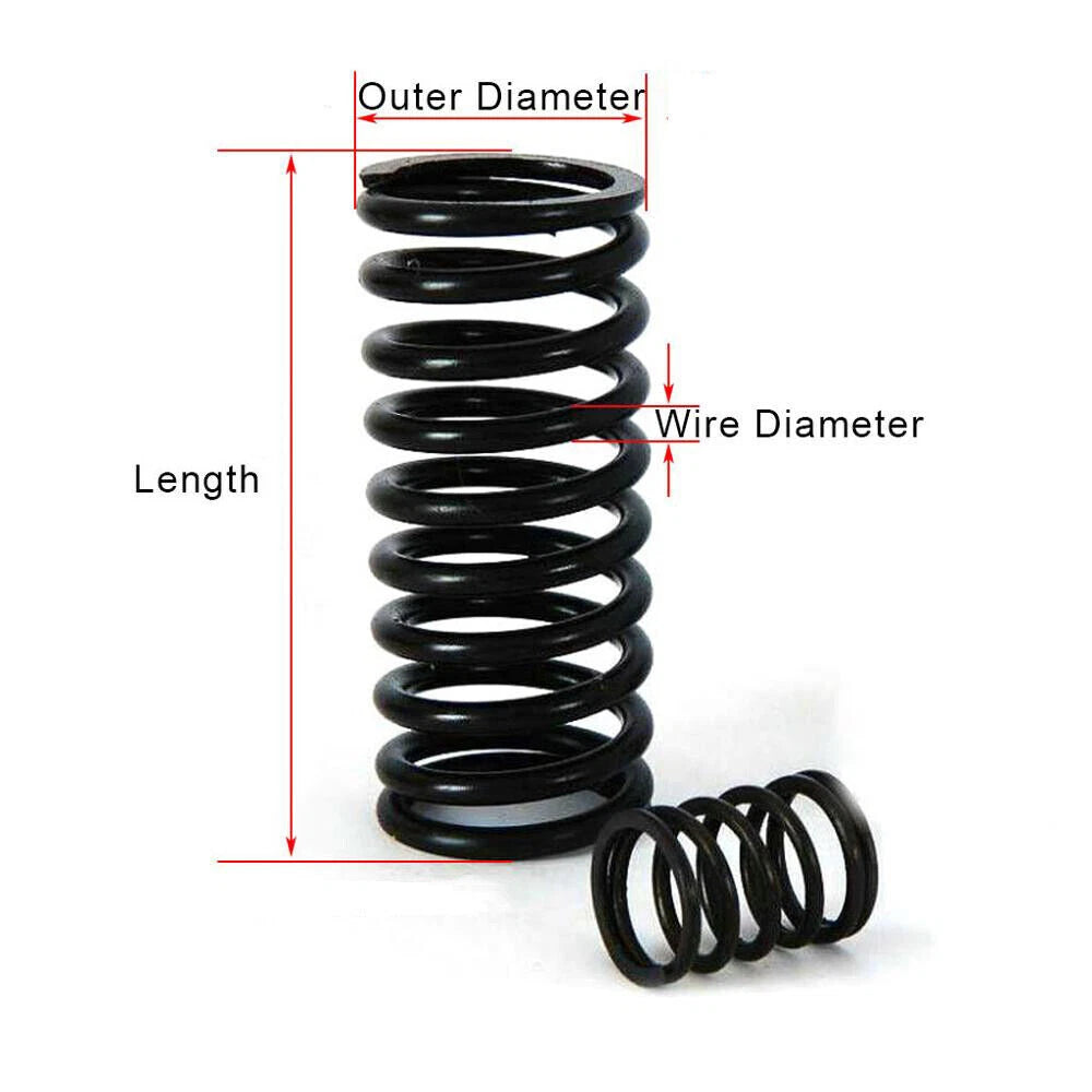 Black Compression Spring 3mm Wire Diameter Pressure Spring 30mm - 200mm Length
