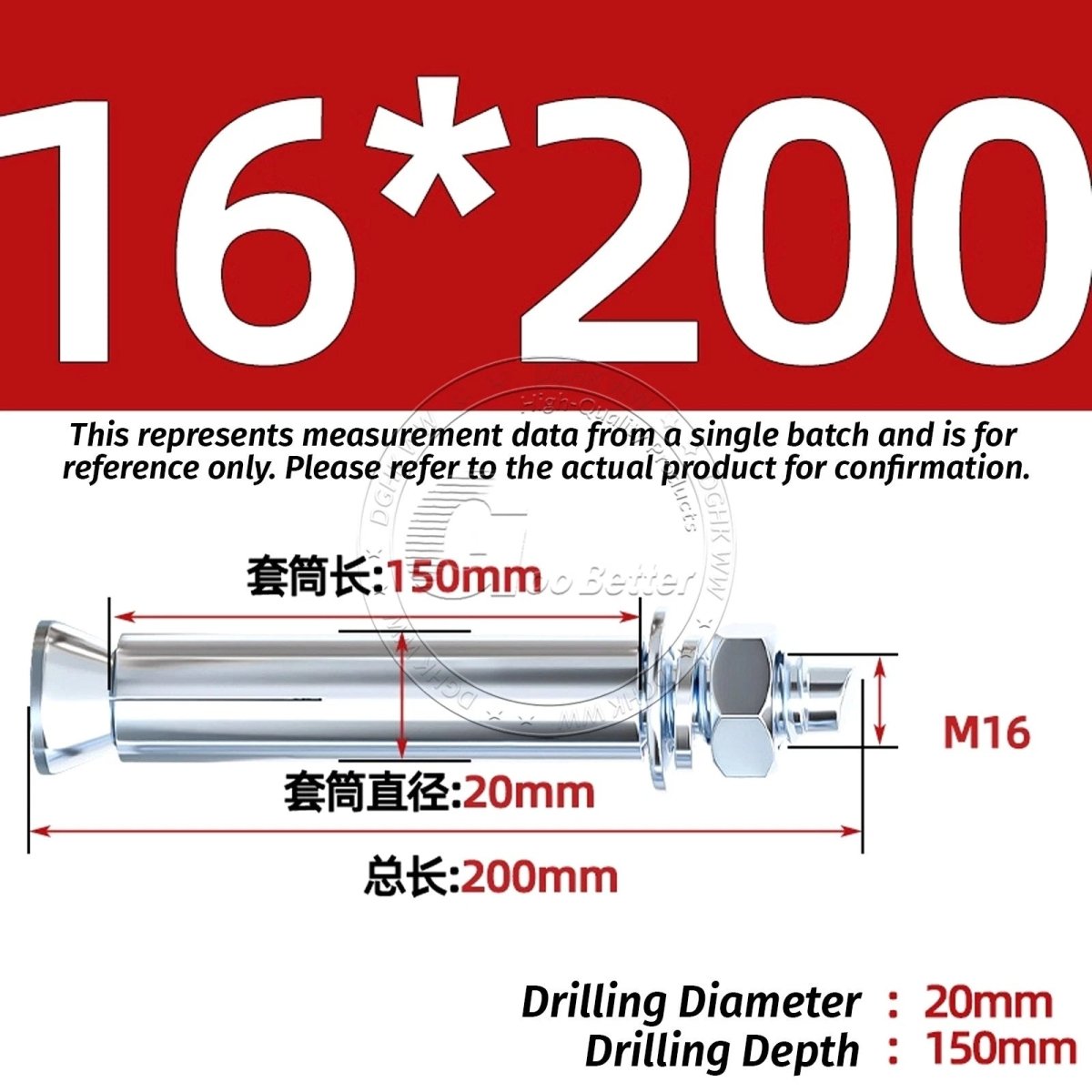 Concrete Expansion Anchor Bolts M6–M20, Extra Long Masonry Wall Screws – Iron Blue White Zinc / Iron - colour Zinc - HomeDIYer