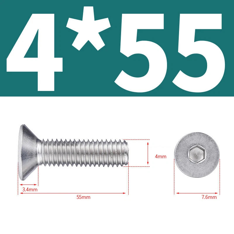 Allen Countersunk Head Screws V4A Steel Hexagon Socket Flat Head Machine Screw