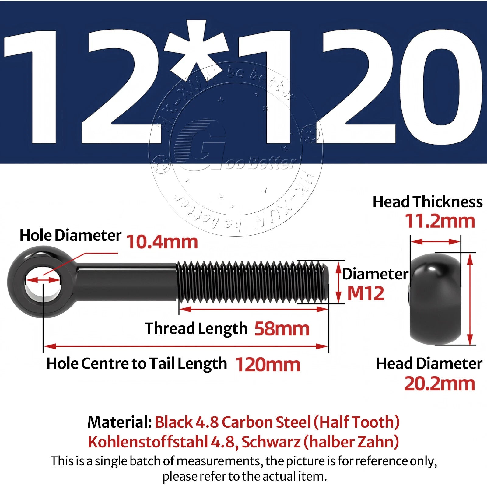 Eye Bolts Threaded Rings 4.8 Carbon Steel Catenary Wire Hanging Eyelet Screws