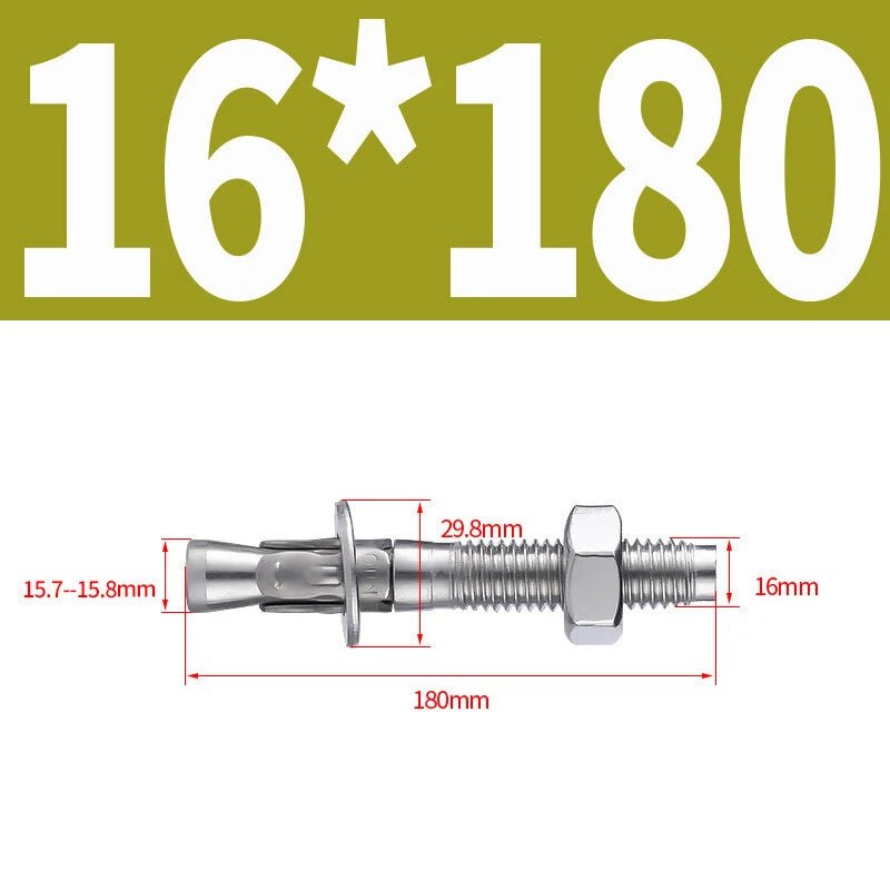 Stainless Steel Through Bolts – Wall Expansion Anchor Bolts M6 M8 M10 M12 M16 - HomeDIYer