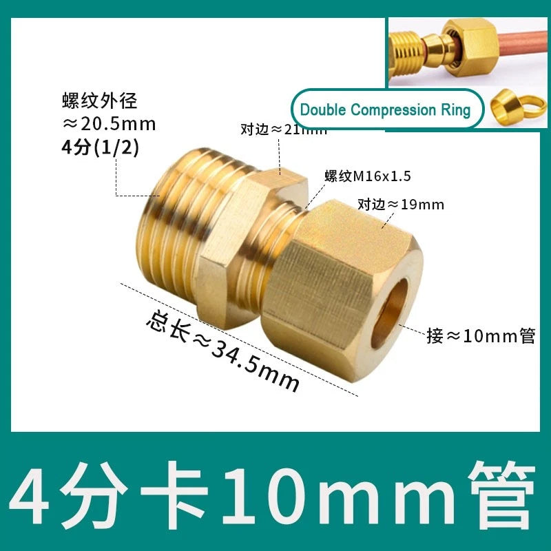 Brass Male Thread Compression Fittings – Circular, Conical & Double Ring, 1/8" to 1/2"
