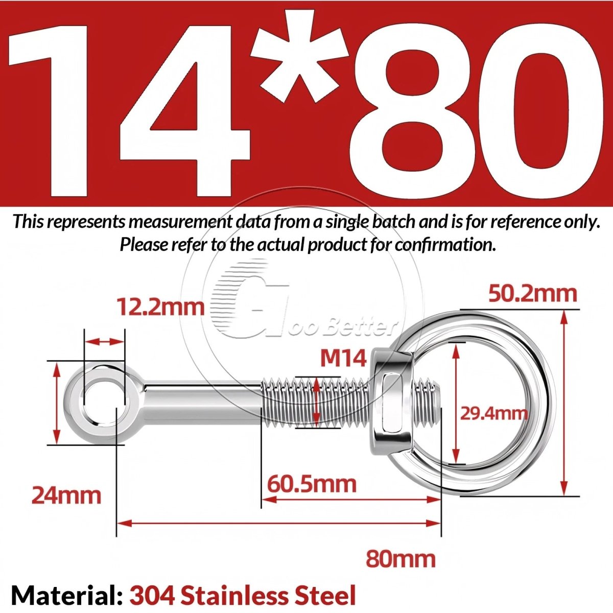 M10 M12 M14 Stainless Steel Eye Bolt & Eye Nut Set — A2 - 304, Threaded Lifting Ring - HomeDIYer