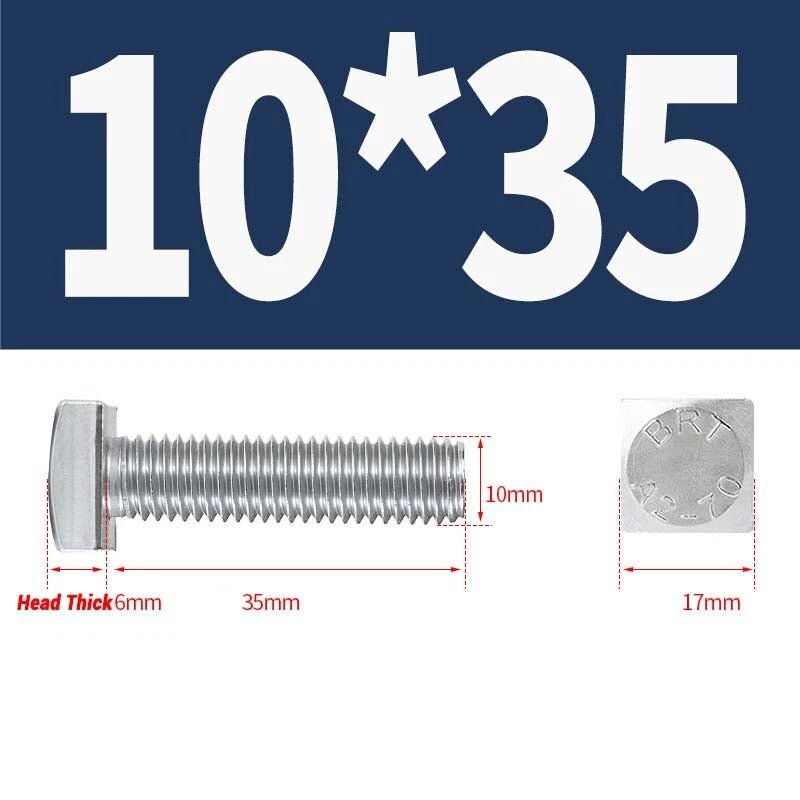 Square Head Bolts M4 M5 M6 M8 M10 M12 — A2 304 Stainless Steel, Multiple Lengths - HomeDIYer