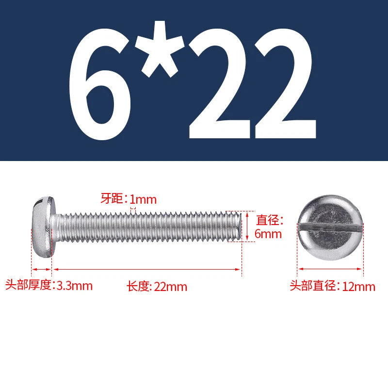 M4 M5 M6 M8 M10 A2 Stainless Steel Machine Screws - Slotted Pan Head Bolts DIN85