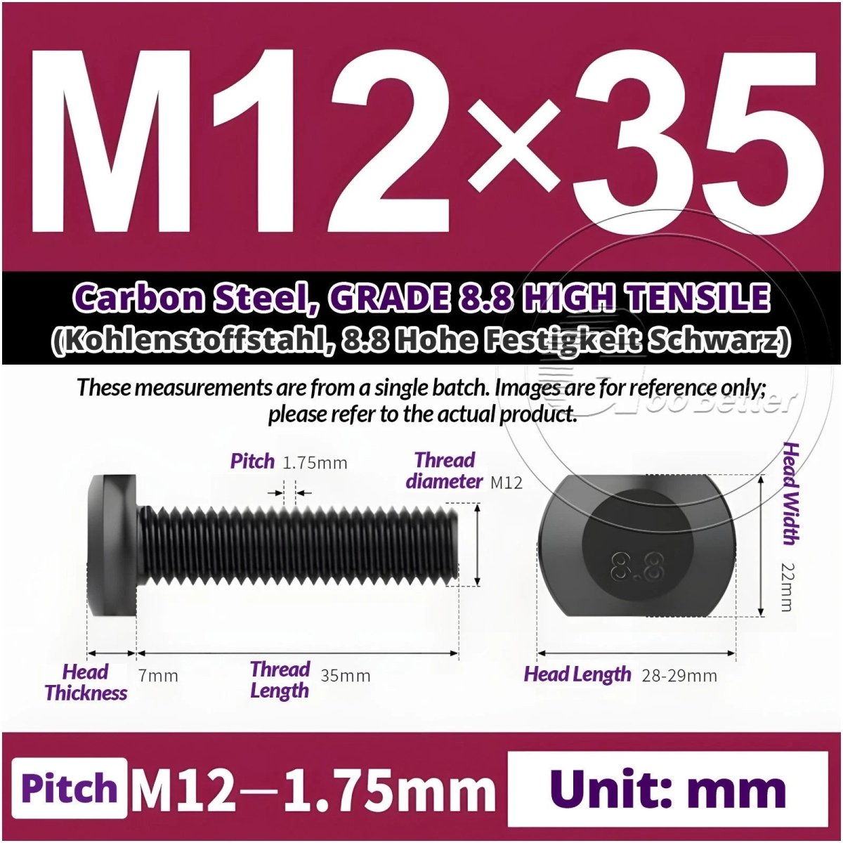 T - Slot Bolts M6 to M20 | Grade 8.8 High Tensile | T - Track Bolts 16mm–500mm - HomeDIYer