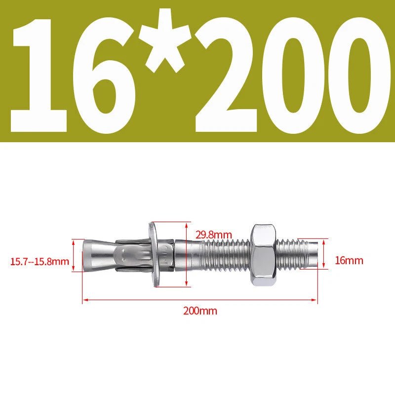 Stainless Steel Through Bolts – Wall Expansion Anchor Bolts M6 M8 M10 M12 M16 - HomeDIYer