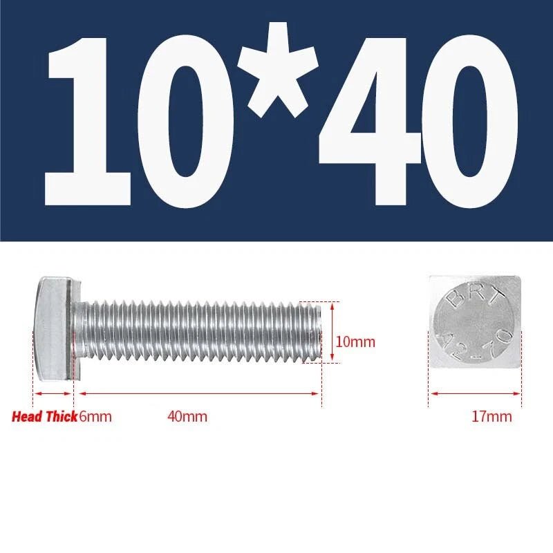 Square Head Bolts M4 M5 M6 M8 M10 M12 — A2 304 Stainless Steel, Multiple Lengths - HomeDIYer