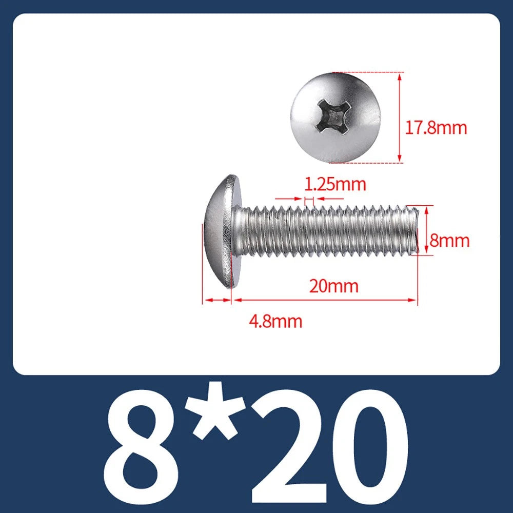 M4-M8 Phillips Truss Head Machine Screw Large Flat Head Screws Stainless Steel