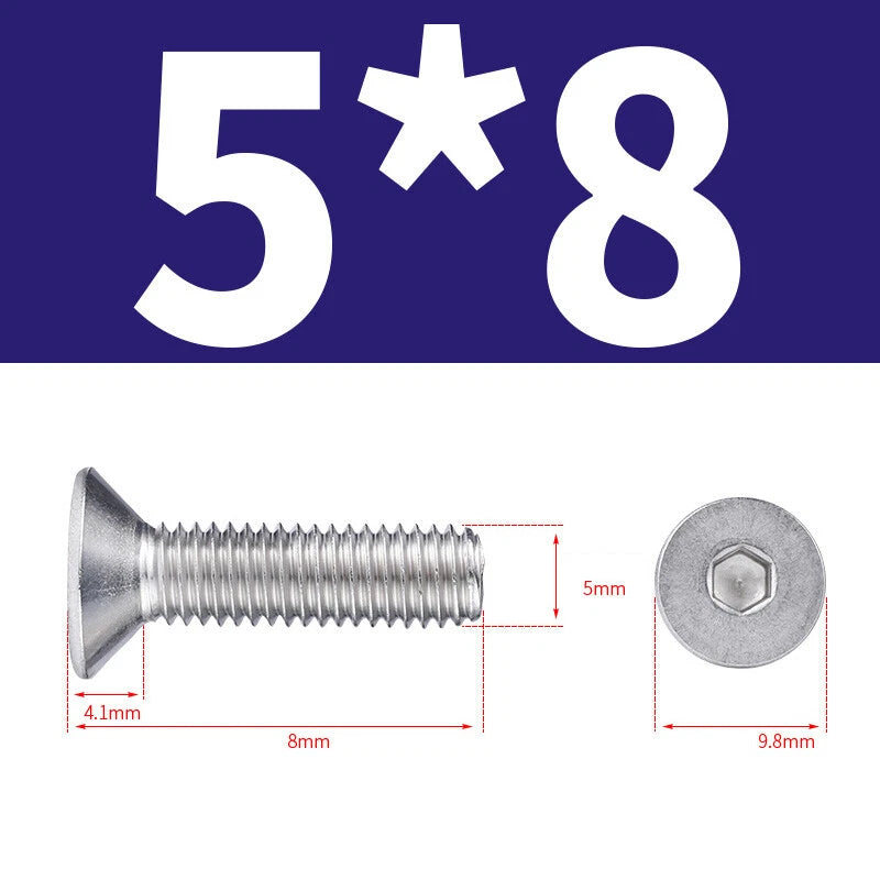 Allen Countersunk Head Screws V4A Steel Hexagon Socket Flat Head Machine Screw