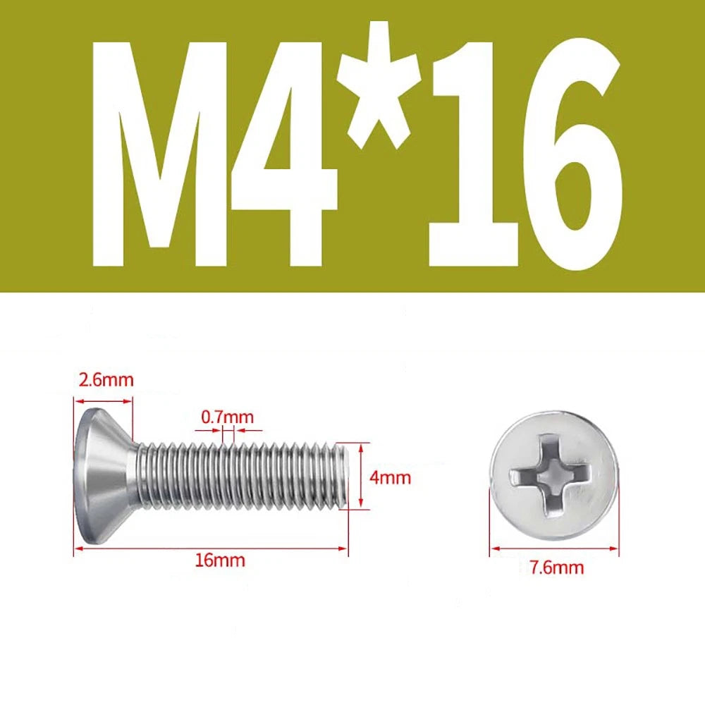 M2 to M8 A4 316 Stainless Steel Phillips Countersunk Screws DIN 965 Marine Grade