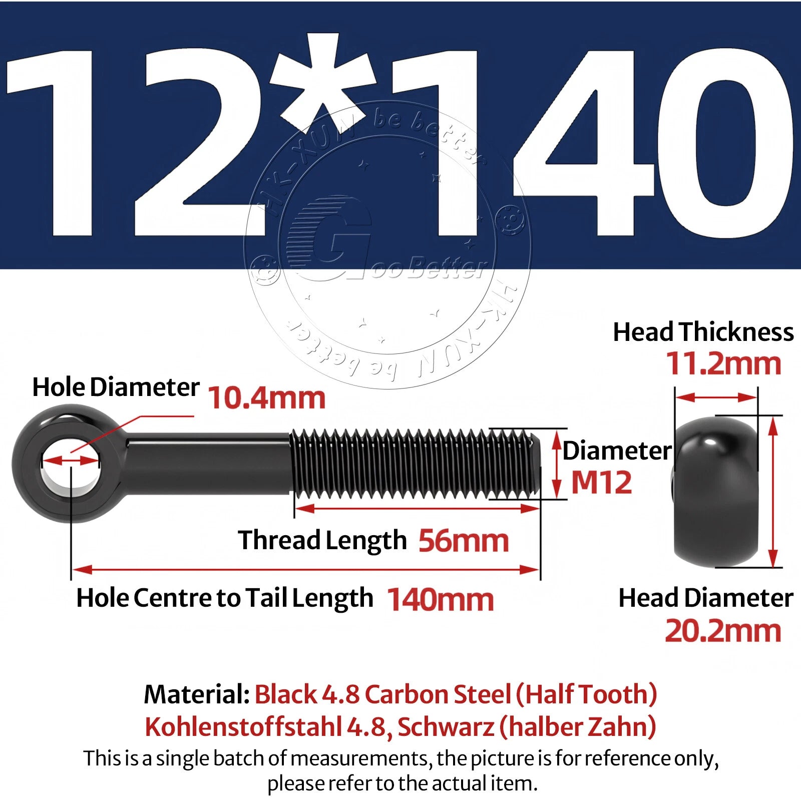 Eye Bolts Threaded Rings 4.8 Carbon Steel Catenary Wire Hanging Eyelet Screws