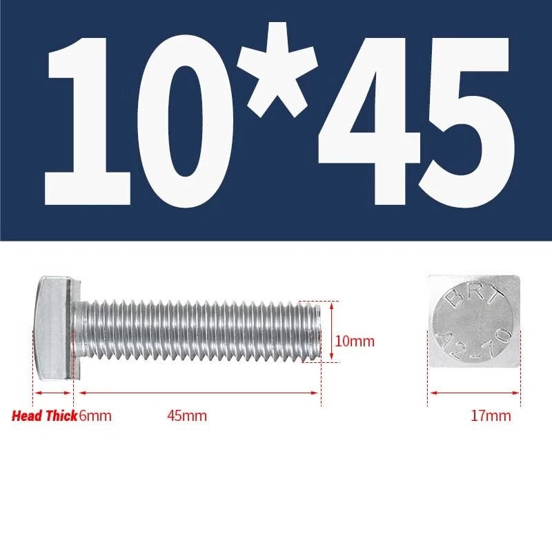 Square Head Bolts M4 M5 M6 M8 M10 M12 — A2 304 Stainless Steel, Multiple Lengths - HomeDIYer