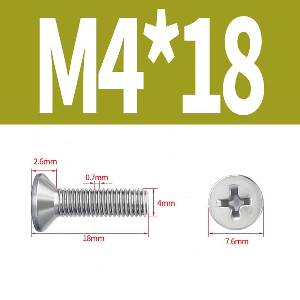 M2 to M8 A4 316 Stainless Steel Phillips Countersunk Screws DIN 965 Marine Grade