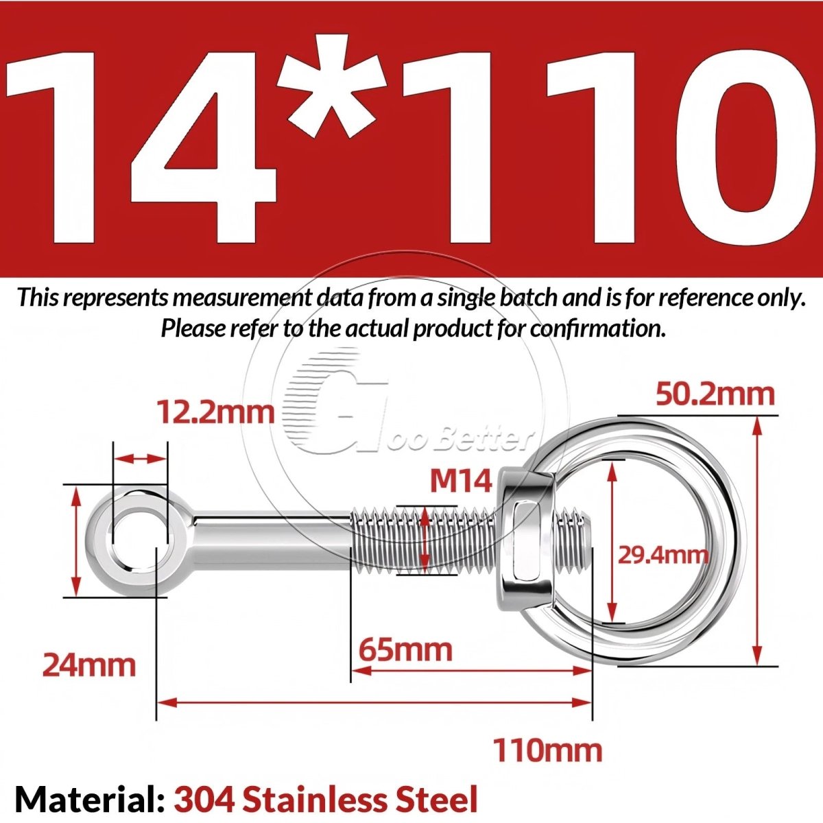 M10 M12 M14 Stainless Steel Eye Bolt & Eye Nut Set — A2 - 304, Threaded Lifting Ring - HomeDIYer