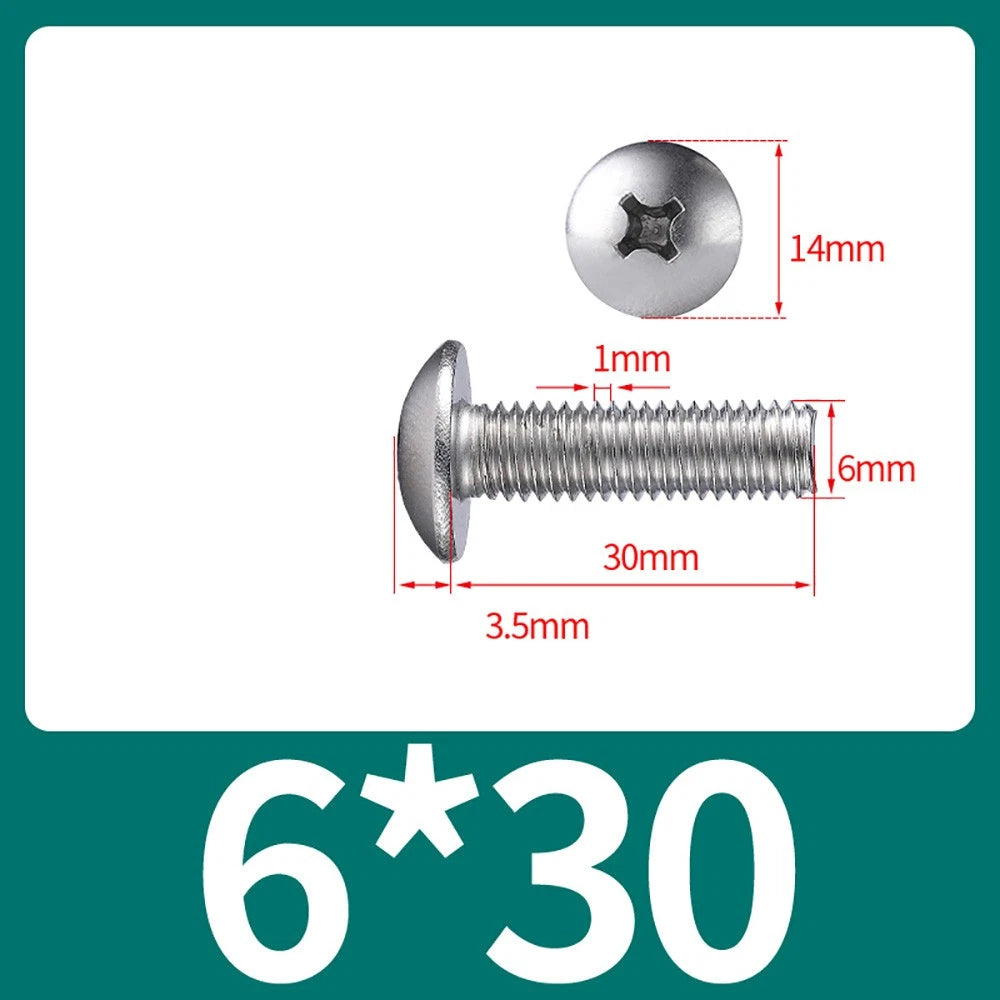 M4-M8 Phillips Truss Head Machine Screw Large Flat Head Screws Stainless Steel