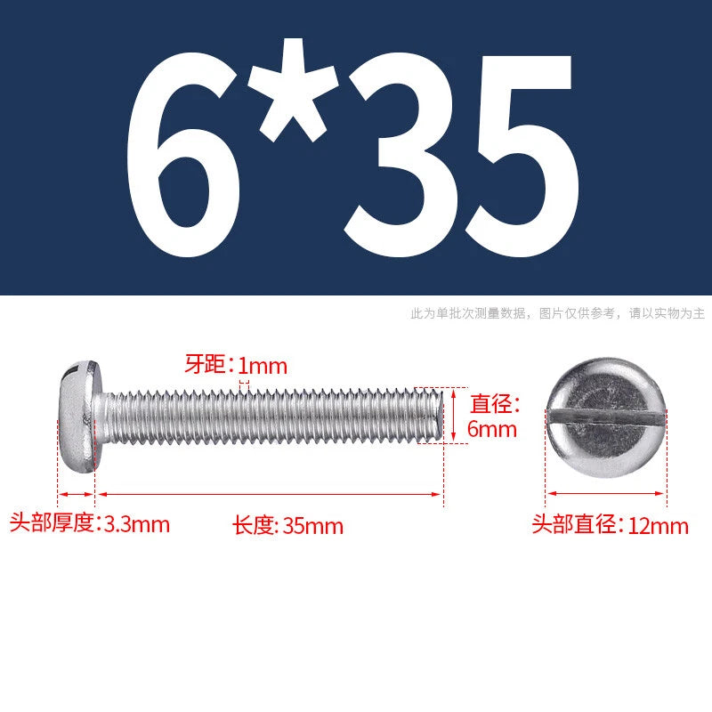 M4 M5 M6 M8 M10 A2 Stainless Steel Machine Screws - Slotted Pan Head Bolts DIN85