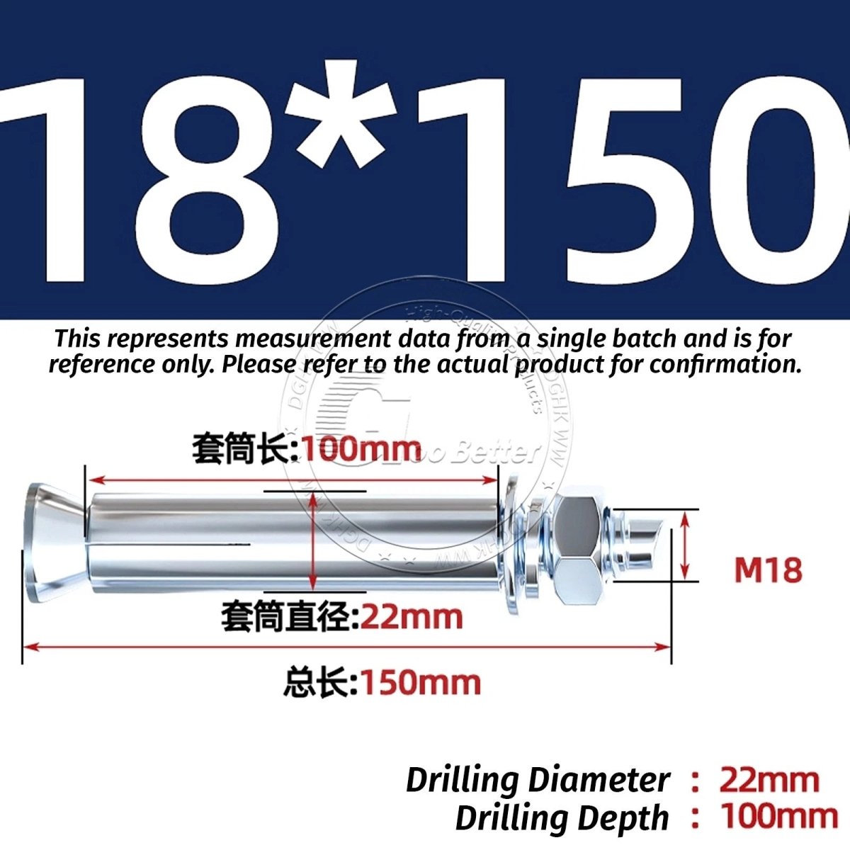 Concrete Expansion Anchor Bolts M6–M20, Extra Long Masonry Wall Screws – Iron Blue White Zinc / Iron - colour Zinc - HomeDIYer