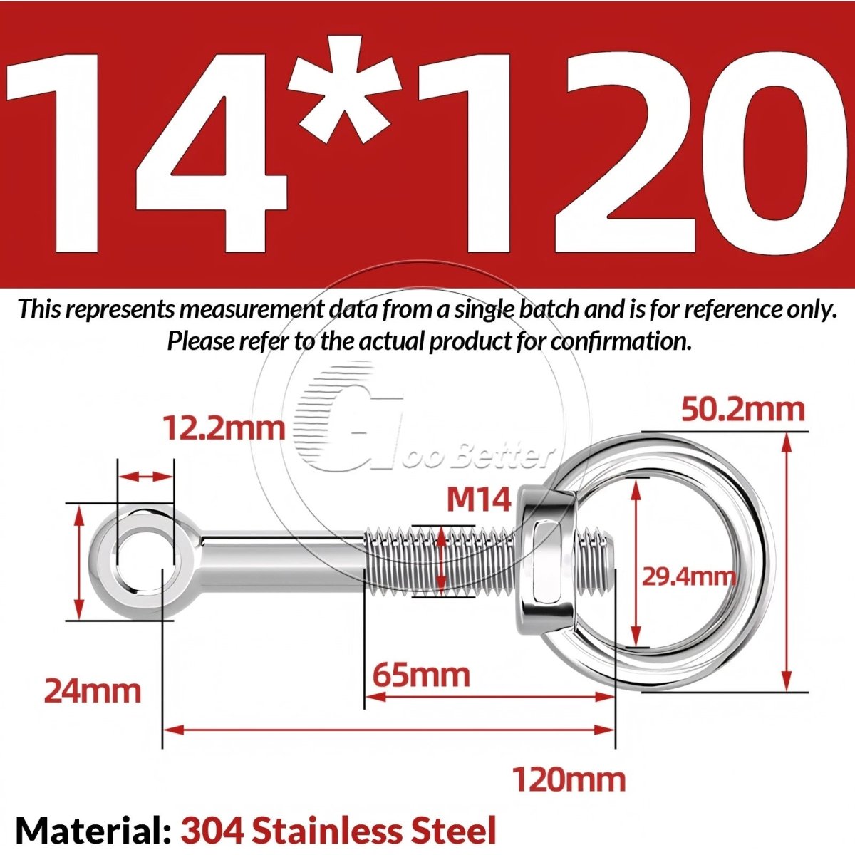 M10 M12 M14 Stainless Steel Eye Bolt & Eye Nut Set — A2 - 304, Threaded Lifting Ring - HomeDIYer