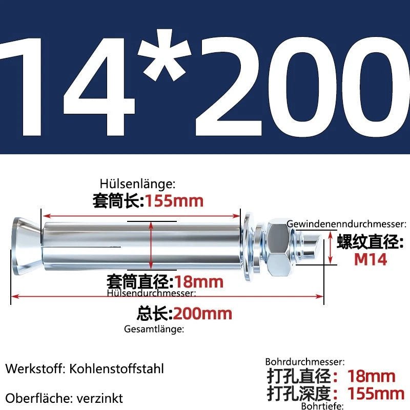 Sleeve Anchor Expansion Bolts for Concrete – Galvanised Carbon Steel M6 to M20 - HomeDIYer