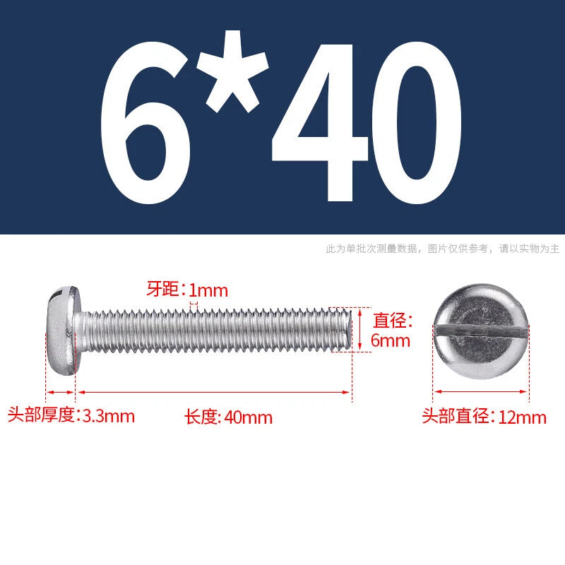 M4 M5 M6 M8 M10 A2 Stainless Steel Machine Screws - Slotted Pan Head Bolts DIN85