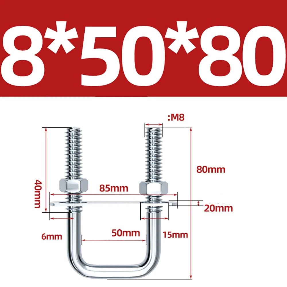 Square U - Bolts with Plate and Nuts – M6 M8 M10 M12 Zinc Plated, Trailer & Pipe Clamp Fasteners - HomeDIYer