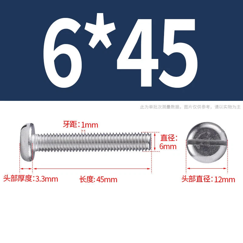 M4 M5 M6 M8 M10 A2 Stainless Steel Machine Screws - Slotted Pan Head Bolts DIN85