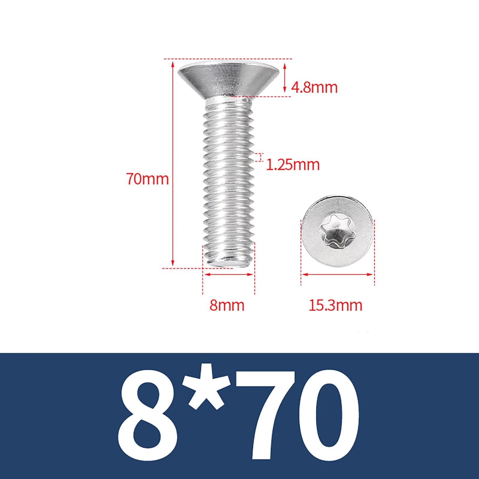 M2- M12 Torx Countersunk Machine Screws Six Lobe Bolts A2 Stainless Steel