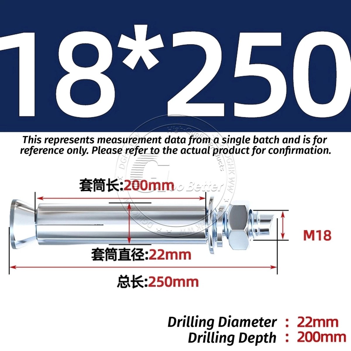 Concrete Expansion Anchor Bolts M6–M20, Extra Long Masonry Wall Screws – Iron Blue White Zinc / Iron - colour Zinc - HomeDIYer