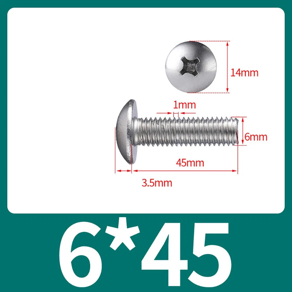 M4-M8 Phillips Truss Head Machine Screw Large Flat Head Screws Stainless Steel