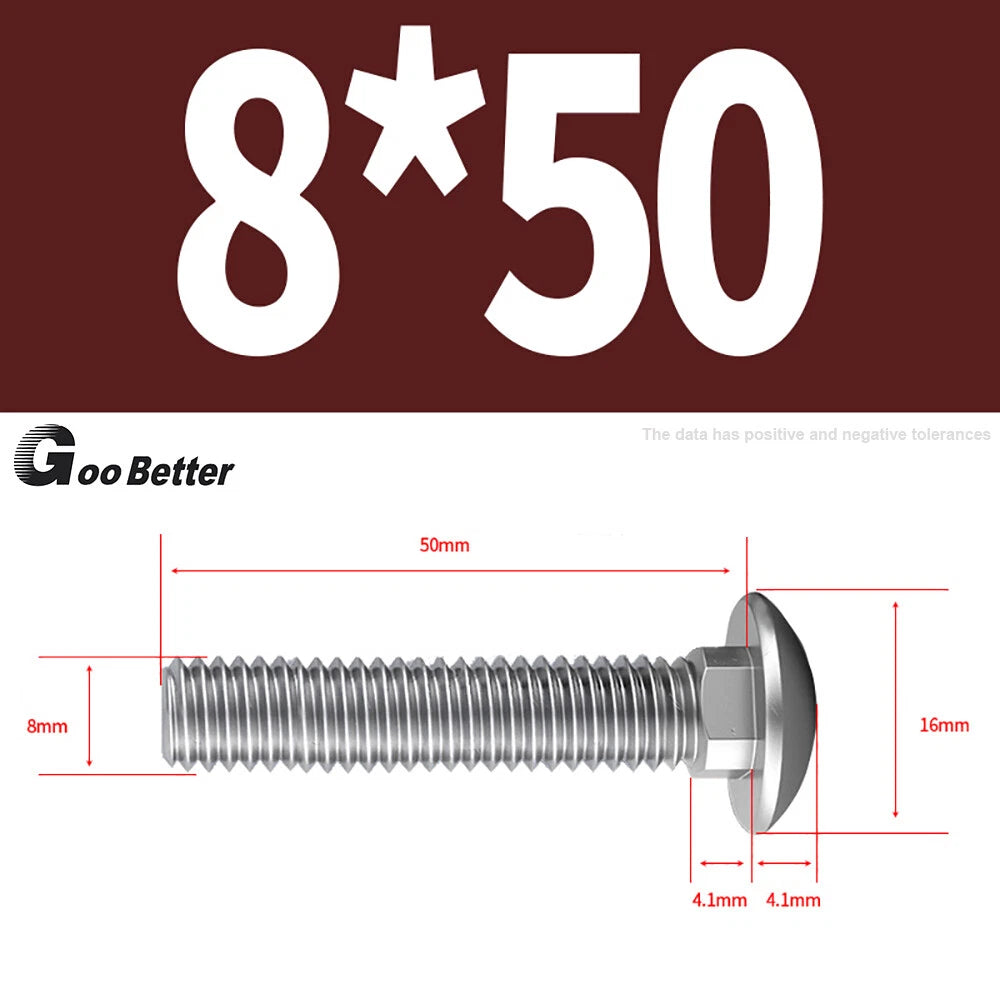 M4–M12 Carriage Bolts A2 Stainless Steel | Cup Square Neck Screws