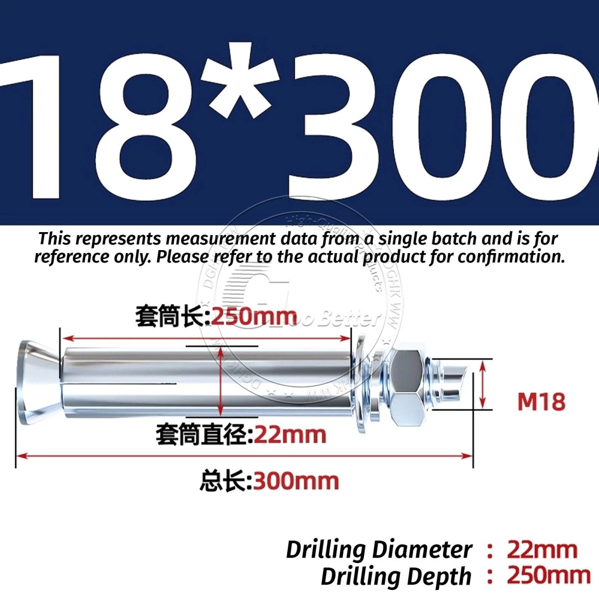 Concrete Expansion Anchor Bolts M6–M20, Extra Long Masonry Wall Screws – Iron Blue White Zinc / Iron - colour Zinc - HomeDIYer