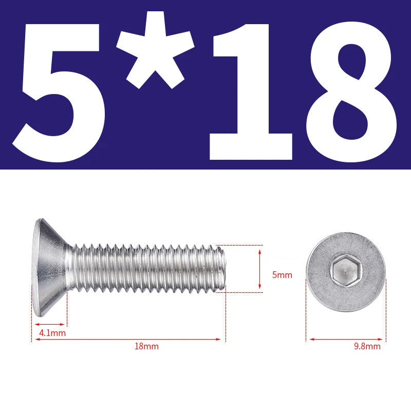 Allen Countersunk Head Screws V4A Steel Hexagon Socket Flat Head Machine Screw