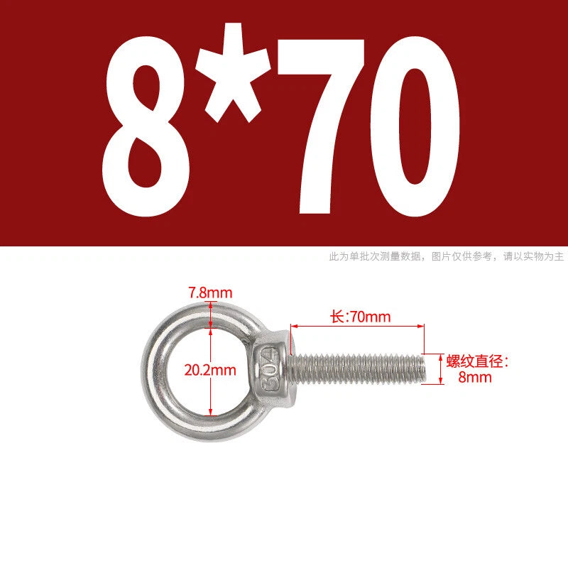 Lifting Eye Bolts A2 304 Stainless Steel M4 M5 M6 M8 M10 M12 M14 M16 M18 M20 M24
