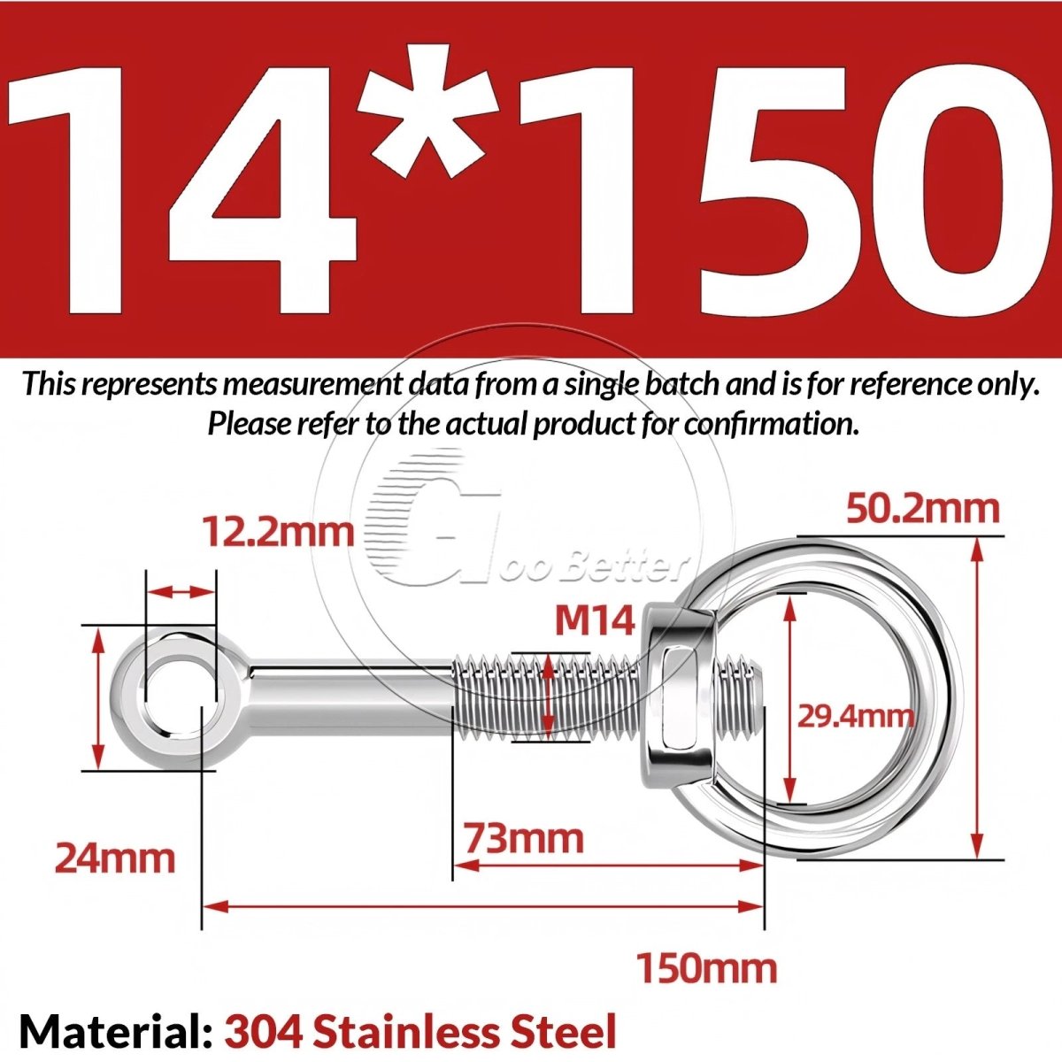 M10 M12 M14 Stainless Steel Eye Bolt & Eye Nut Set — A2 - 304, Threaded Lifting Ring - HomeDIYer