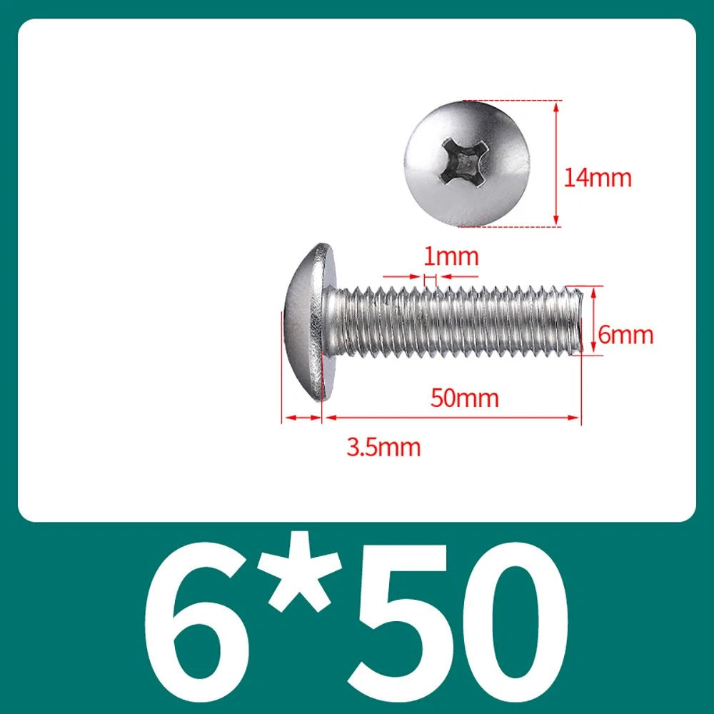M4-M8 Phillips Truss Head Machine Screw Large Flat Head Screws Stainless Steel